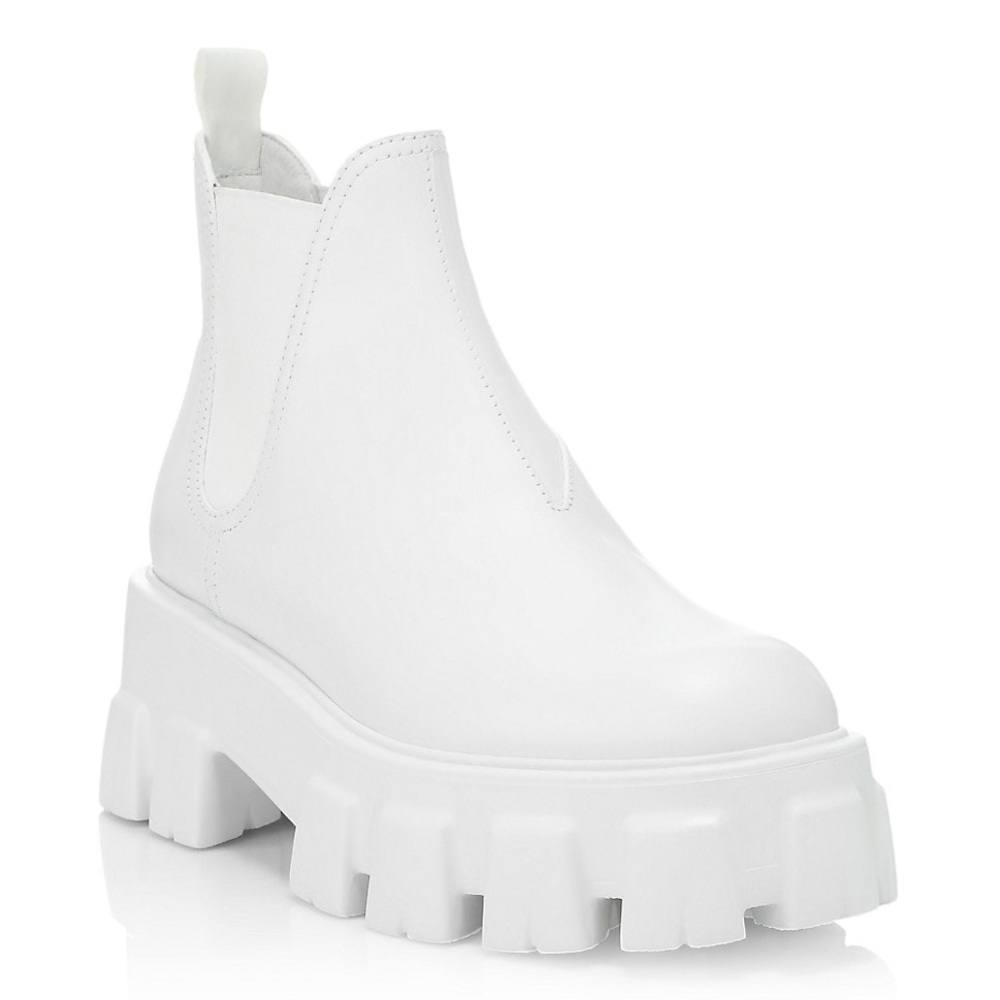 Prada Monolith 55 Leather Lug-Sole Chelsea Boots. Size 38.5 - Picture 2 of 16